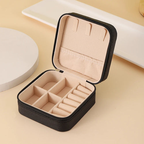 Portable Jewelry Storage Box Travel Organizer Jewelry Case Leather